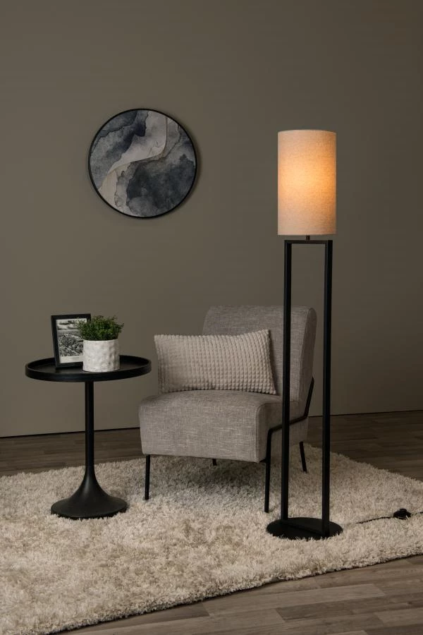 Lucide HERMAN - Lámpara de suelo - Ø 26 cm - 1xE27 - Beige - ambiente 1
